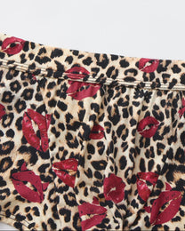BSZN Wild Kiss Open-Back Trunk — Brown leopard waistband detail.
