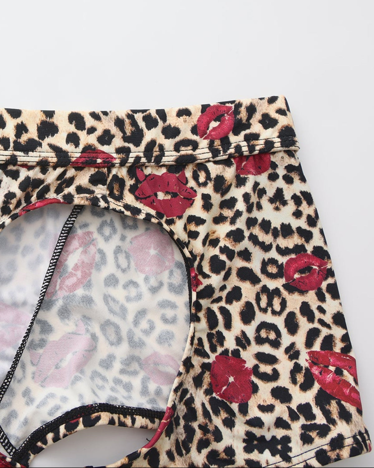 BSZN Wild Kiss Open-Back Trunk — Brown leopard rear cutout edging.