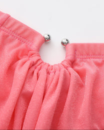 BSZN Shimmer Horseshoe Ring Brief — Pink horseshoe ring close-up.