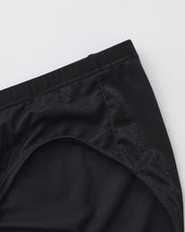 BSZN Shimmer Horseshoe Ring Brief — Black waist and leg opening detail.