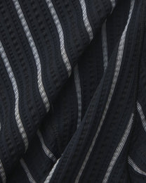 BSZN Two-Sided Player Stripe Boxer Jock, black textured pinstripe fabric detail