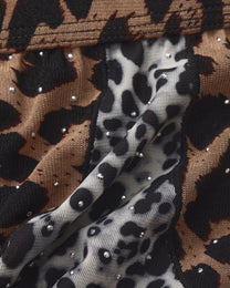 BSZN Crystal Animal-Print Mesh Jockstrap, contrast spotted pouch seam and crystal-stud detail