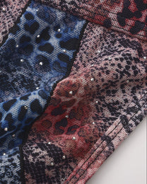BSZN Crystal Animal-Print Mesh Jockstrap, red and blue mesh paneling with scattered crystal studs