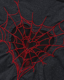 BSZN Spiderweb Heart Cutout Brief — Red spiderweb heart cutout close-up.