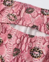 BSZN Wild Kiss Animal-Print Cutout Brief — Pink rear opening close-up.