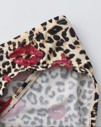 BSZN Wild Kiss Animal-Print Cutout Brief — Brown leopard leg opening detail.