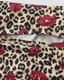 BSZN Wild Kiss Animal-Print Cutout Brief — Brown leopard rear opening close-up.