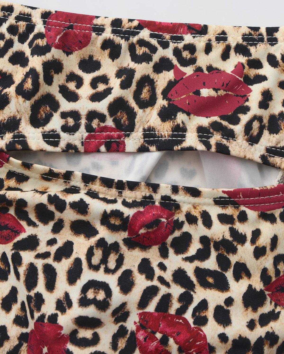 BSZN Wild Kiss Animal-Print Cutout Brief — Brown leopard rear opening close-up.