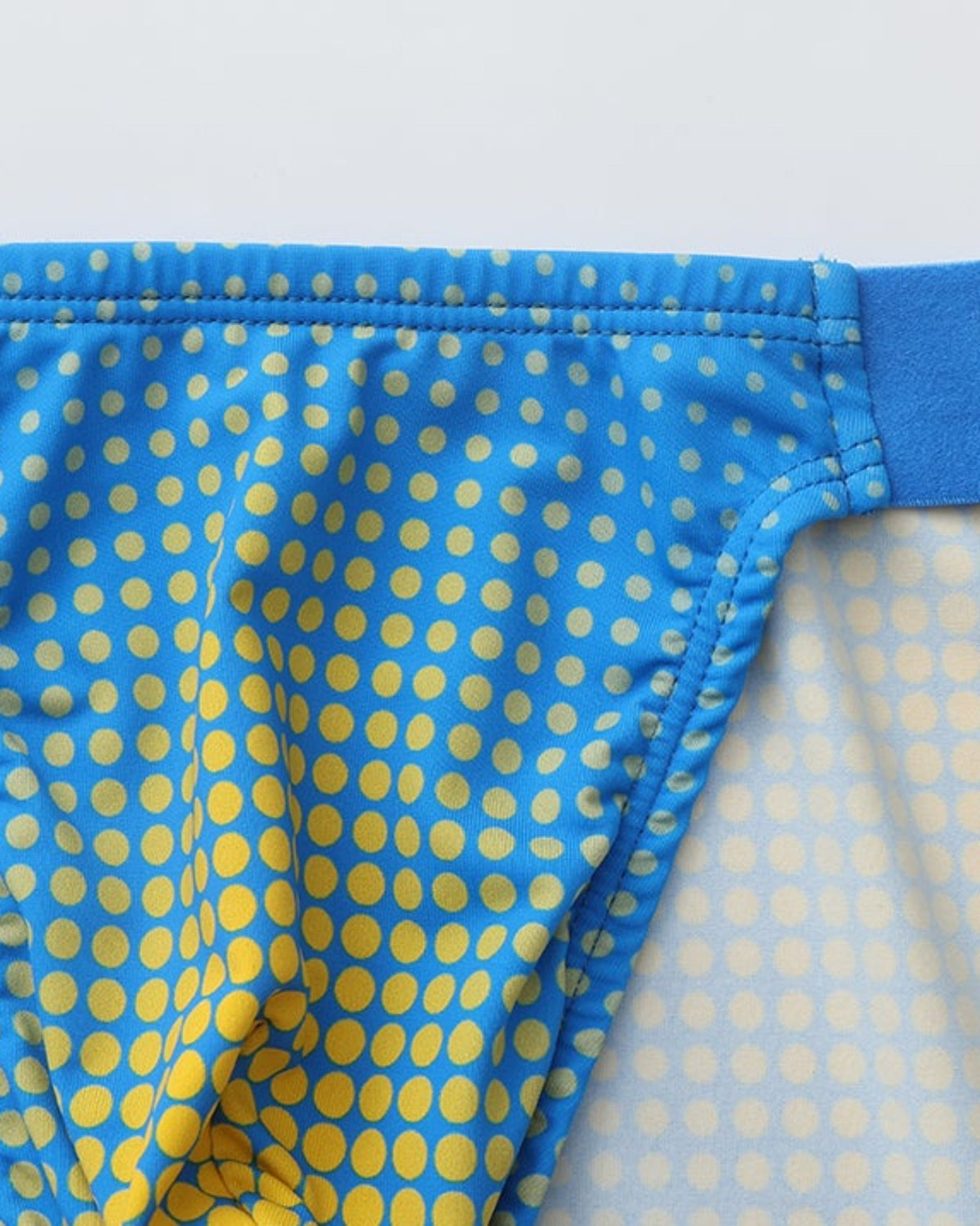 BSZN Gradient Dot Brief — Blue waistband and seam detail.