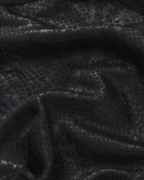 BSZN Snake-Print Sheer Mesh Thong, black snake-pattern sheer fabric close-up