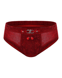 Red Velvet Hardware Brief with dimensional velvet