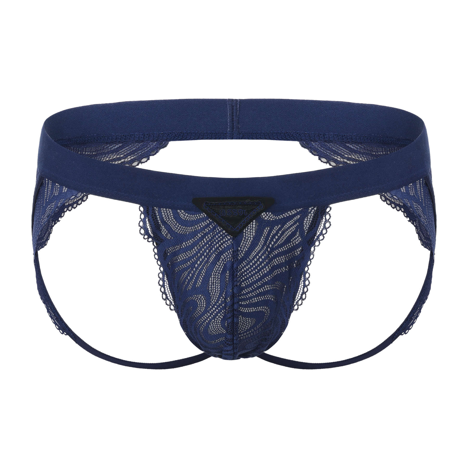 BSZN Double-Band Lace Jockstrap in blue, front view