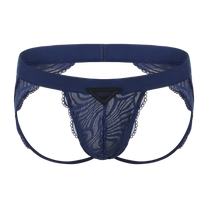 BSZN Double-Band Lace Jockstrap in blue, front view
