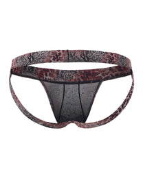 BSZN Crystal Animal-Print Mesh Jockstrap, red blue and gray mixed-animal-print colorway, open-back product view