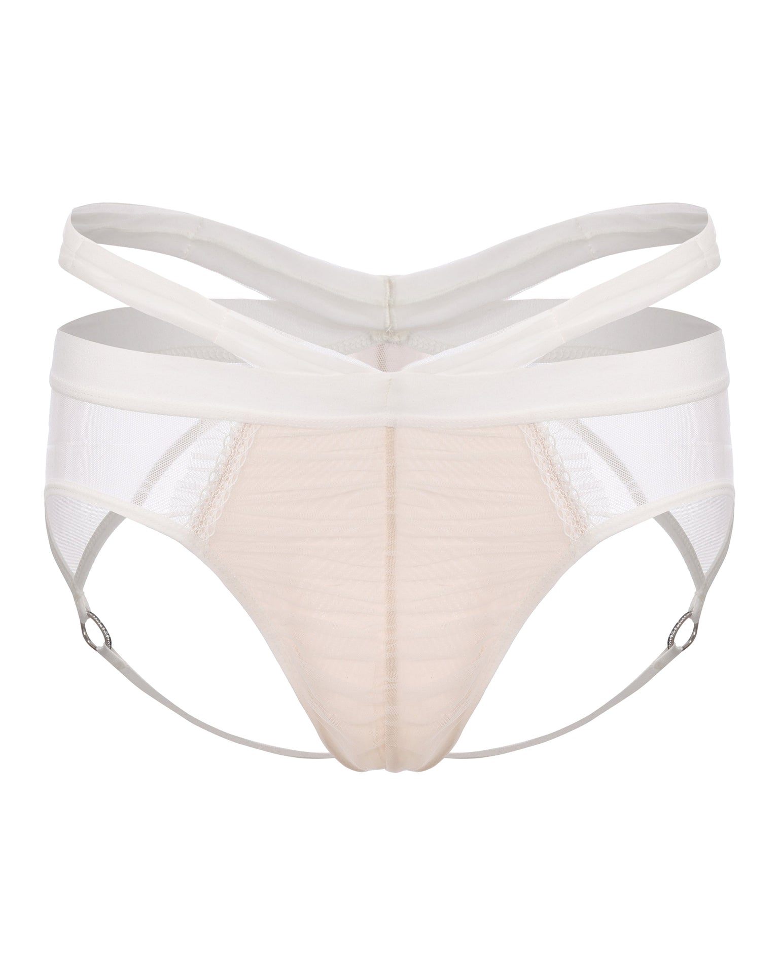Bridal Veil Cutout Brief with ruched veil mesh