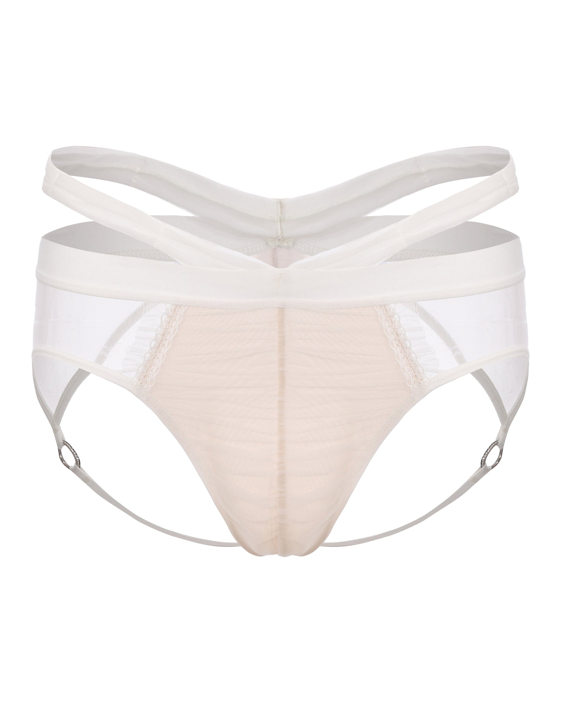Bridal Veil Cutout Brief with ruched veil mesh