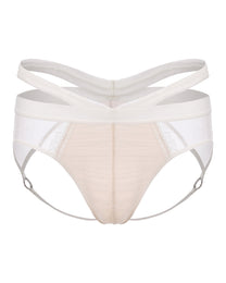 Bridal Veil Cutout Brief with ruched veil mesh