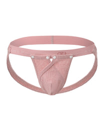 BSZN Strapped Cutout Ribbed Jockstrap in pink, front product view
