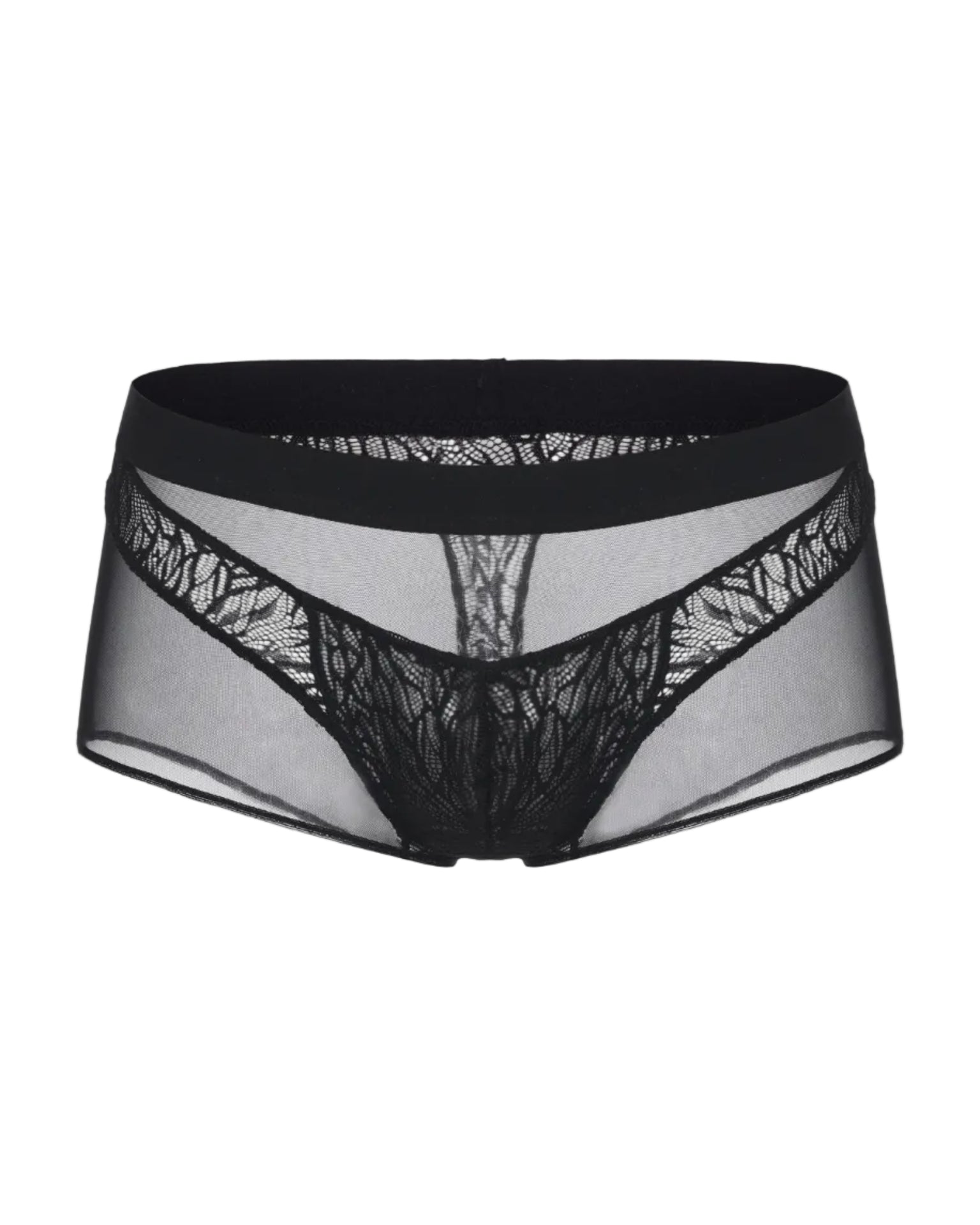 Layered Lace Boxer Jock with leaf-vein lace