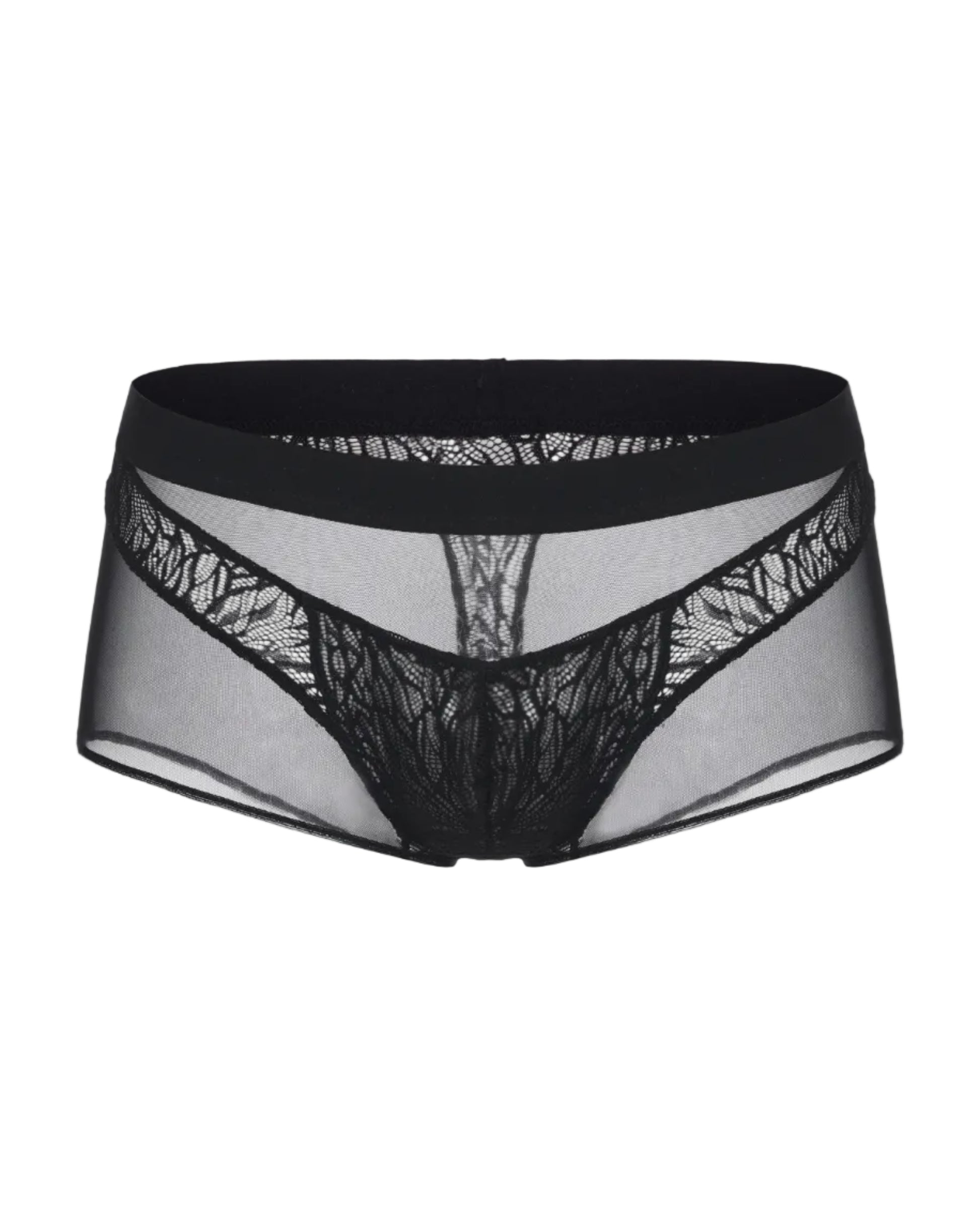 Layered Lace Boxer Jock with leaf-vein lace
