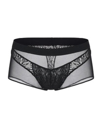 Layered Lace Boxer Jock with leaf-vein lace