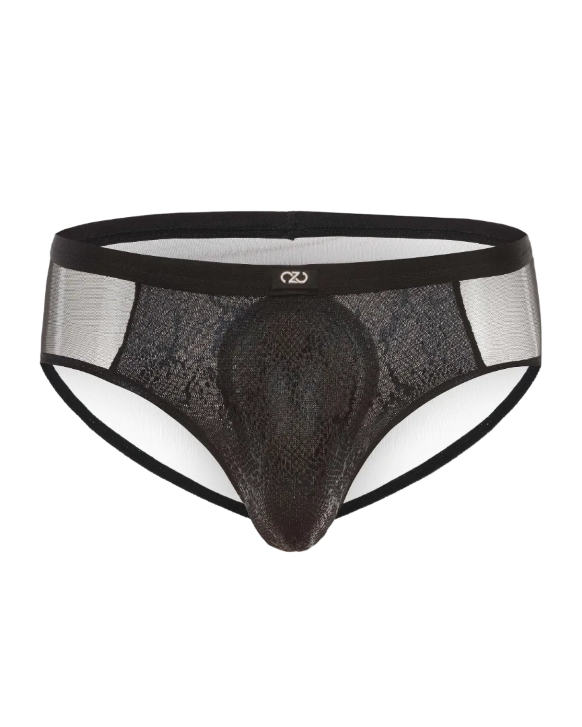 Metallic Snake Sheer Brief with metallic snake finish