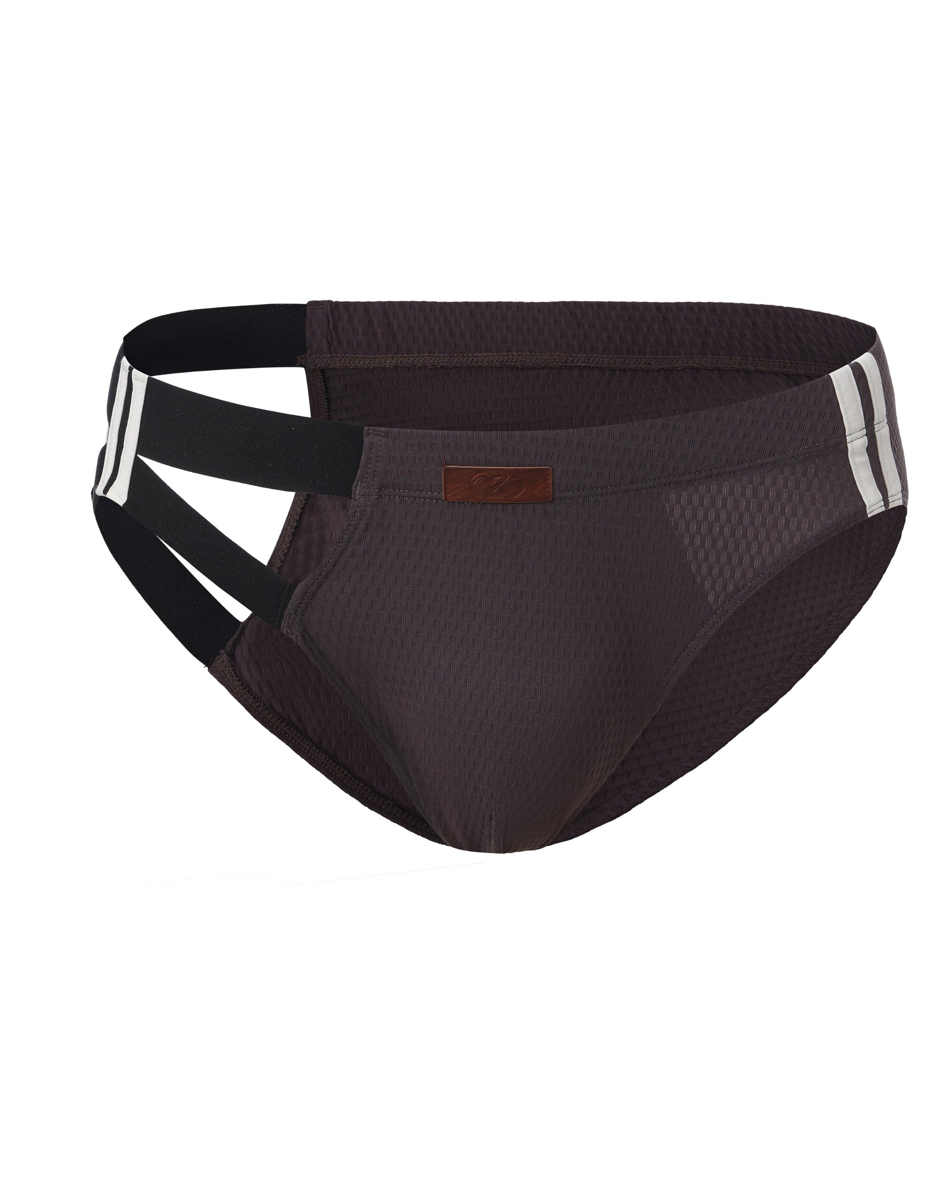 BSZN Net Breaker Cutout Mesh Brief, in violet, front product view