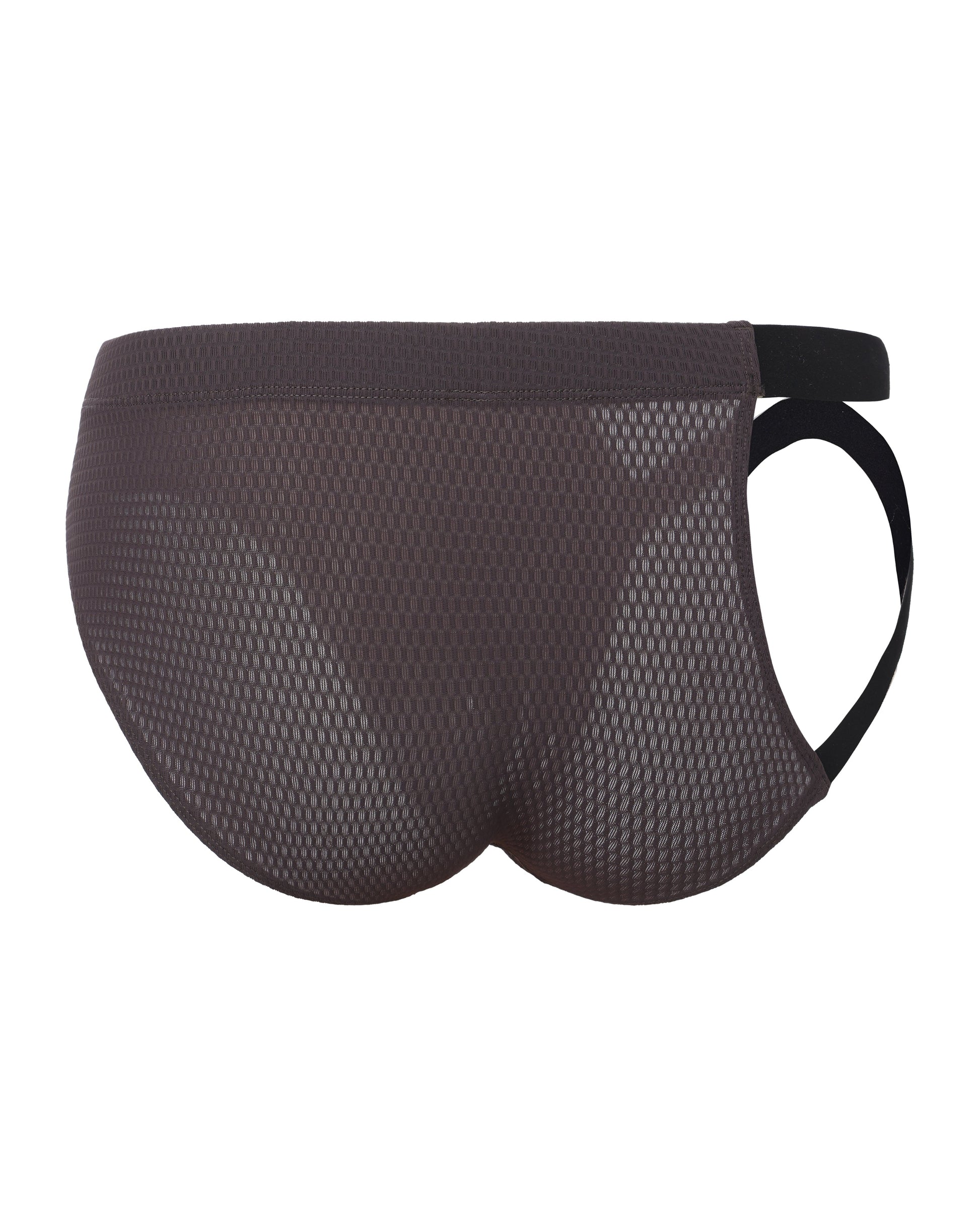 BSZN Net Breaker Cutout Mesh Brief, in violet, rear product view