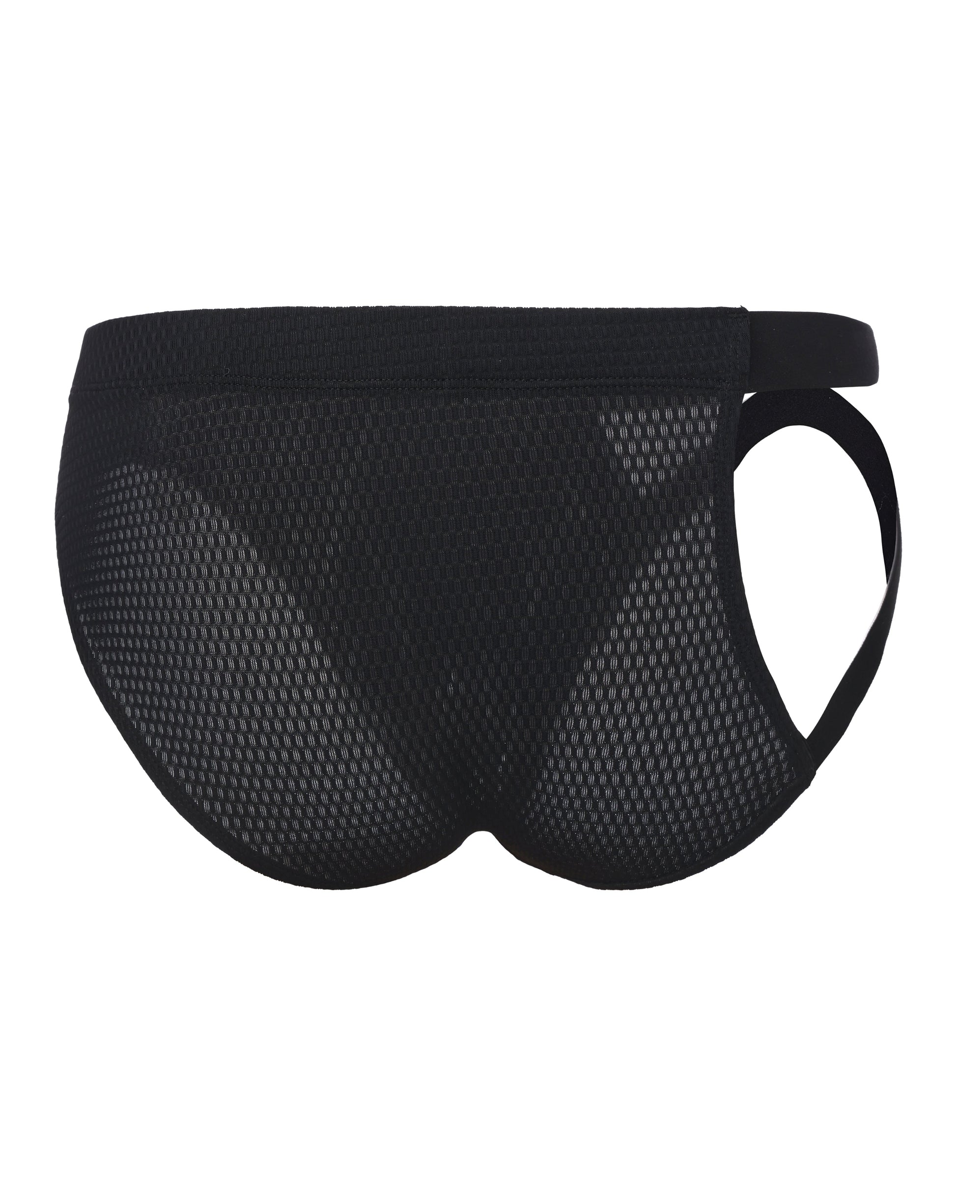BSZN Net Breaker Cutout Mesh Brief, in black, rear product view