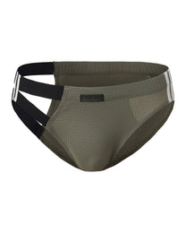 BSZN Net Breaker Cutout Mesh Brief, in green, front product view