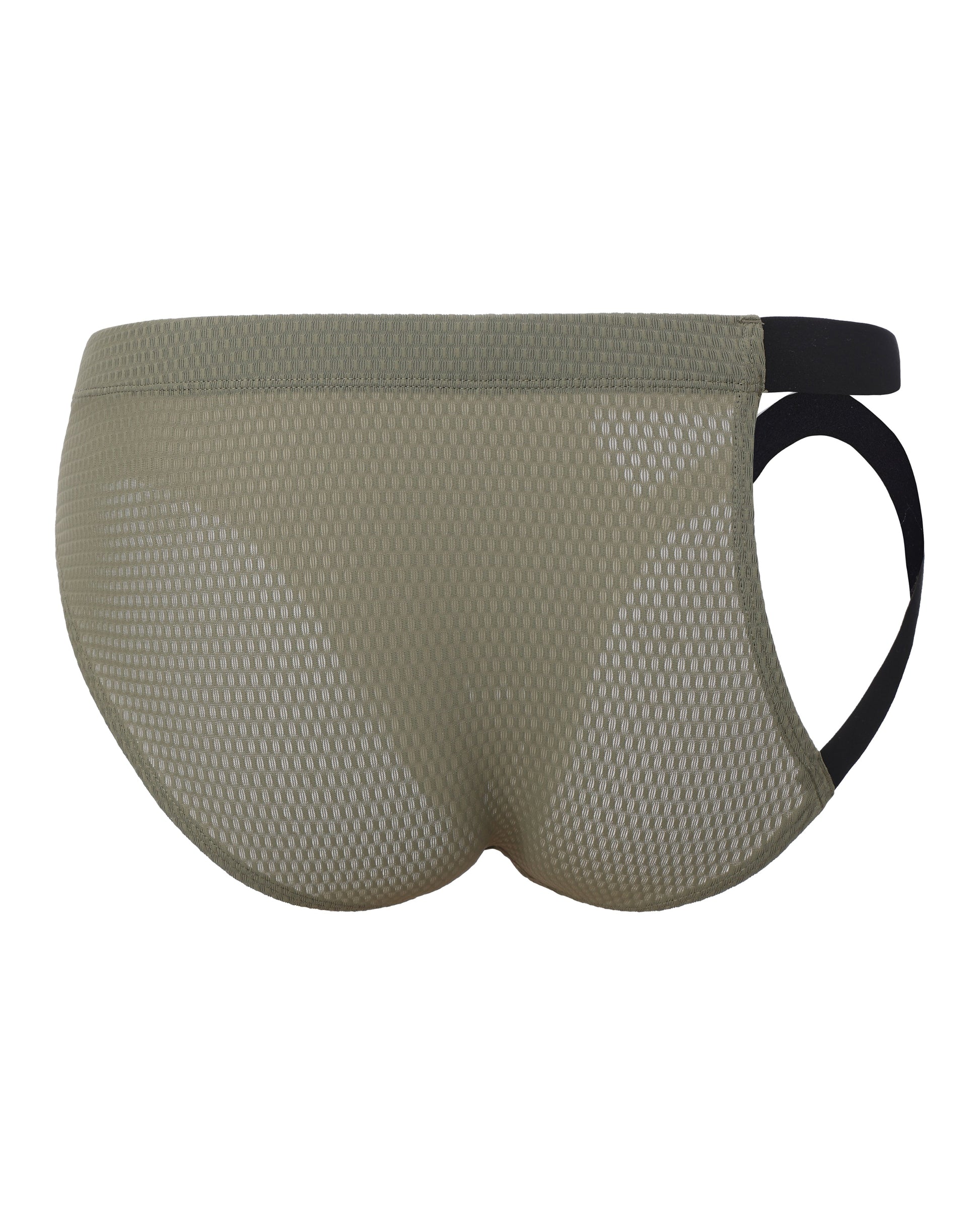 BSZN Net Breaker Cutout Mesh Brief, in green, rear product view