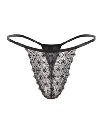 Delicate Strap Lace Thong with floral lace pouch