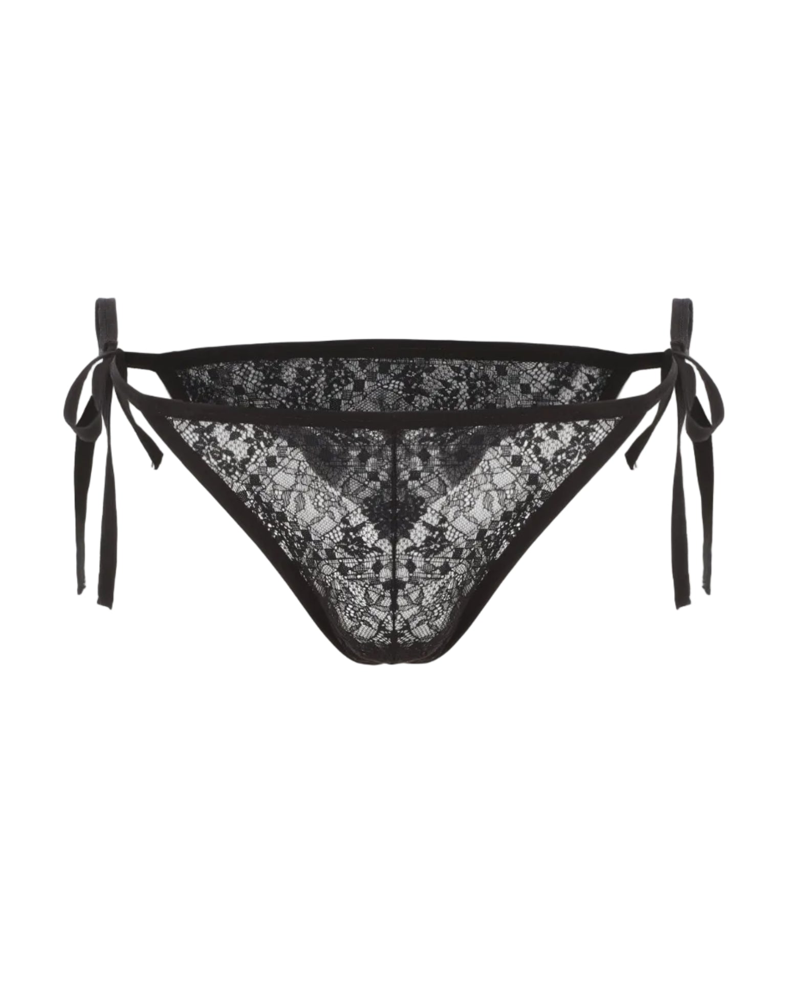 Lace-Up Sheer Brief with sheer floral lace