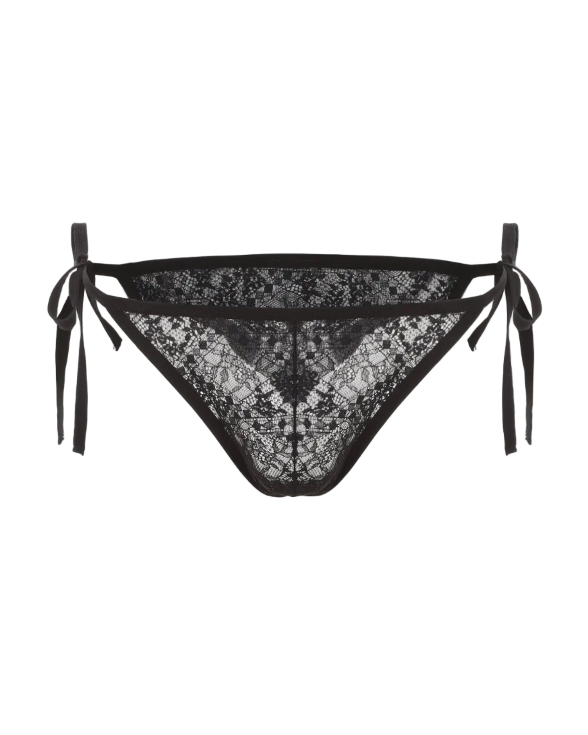 Lace-Up Sheer Brief with sheer floral lace