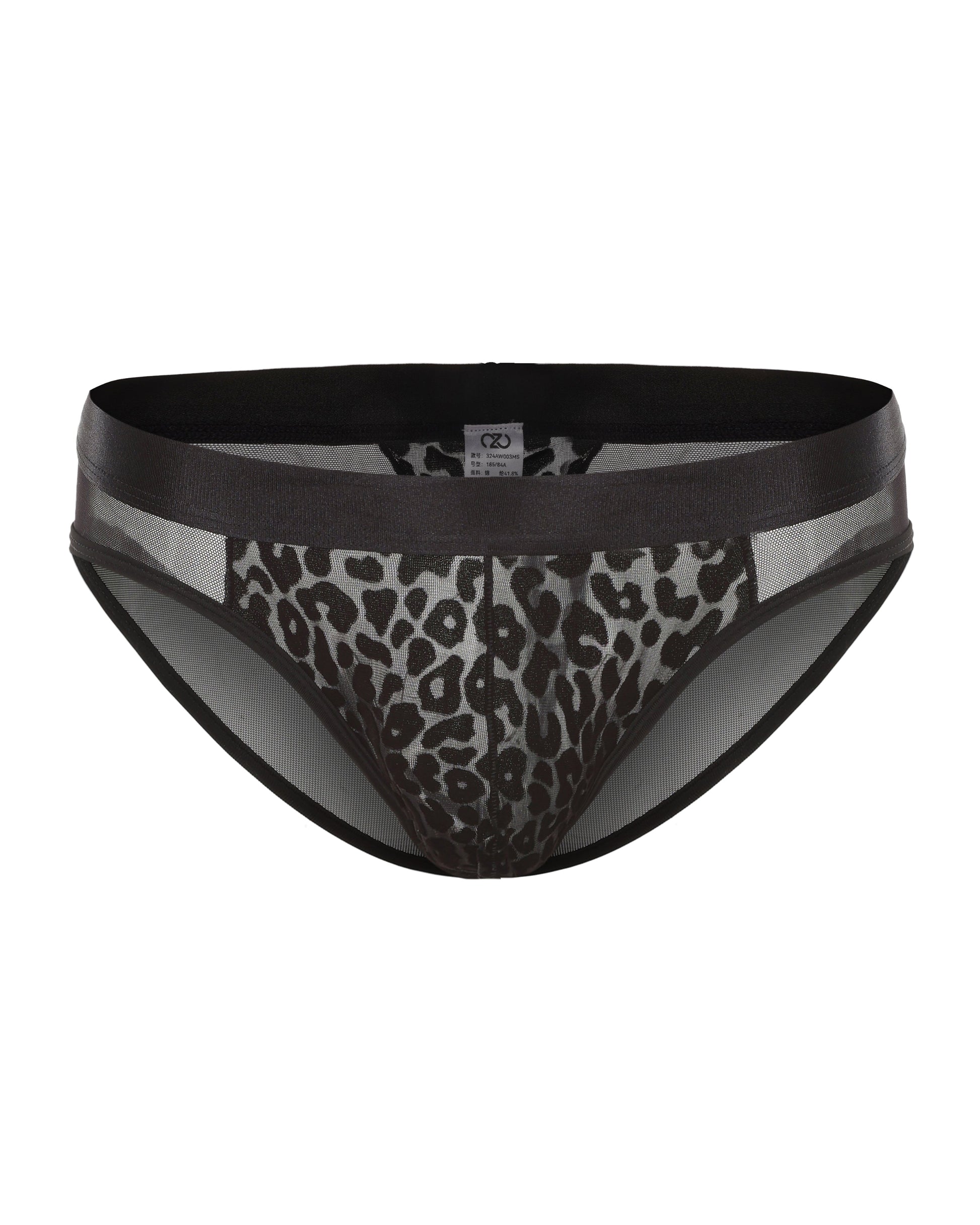 Flocked Leopard Lace Brief with raised leopard flock