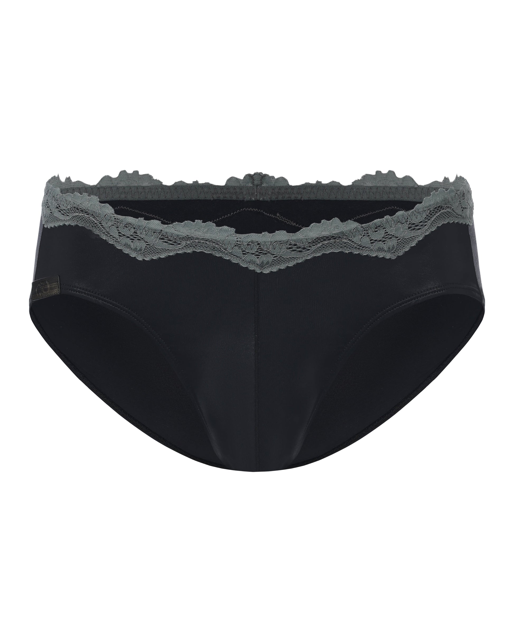 BSZN Faux-Leather Lace-Trim Brief, alternate product view 6