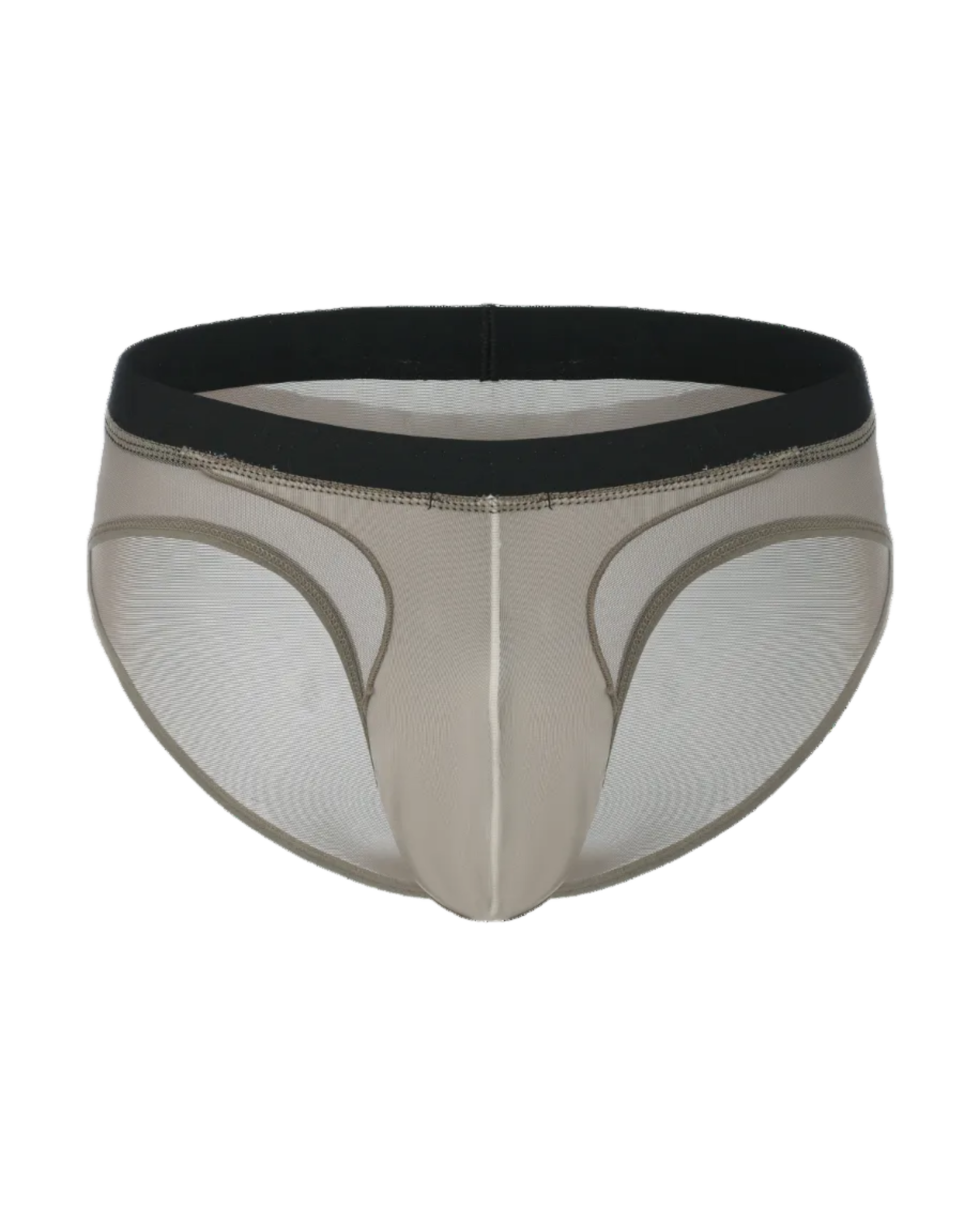 BSZN Disco Flash Metallic Mesh Brief in grey, front view