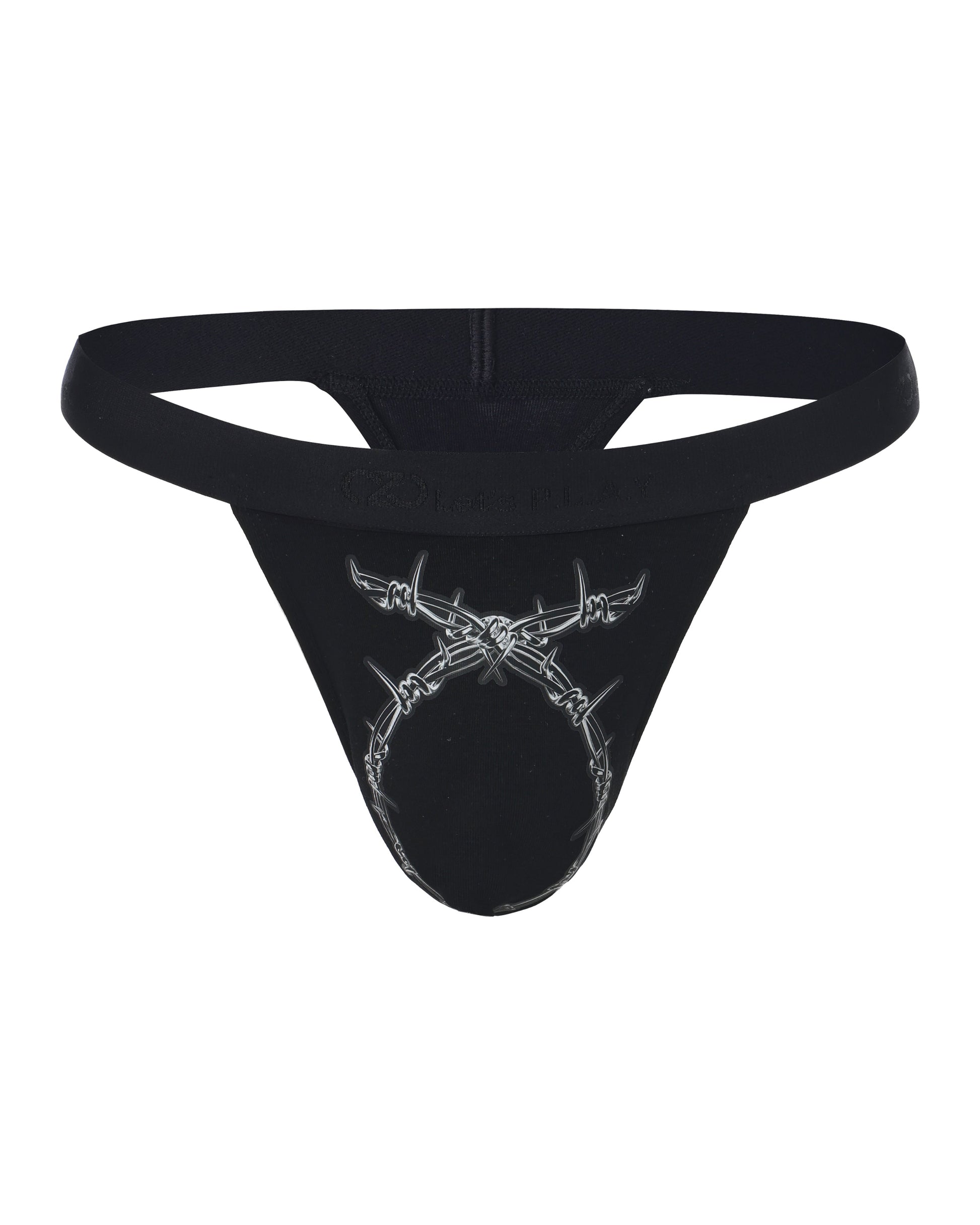 BSZN Thorn Print Thong, in black, front product view