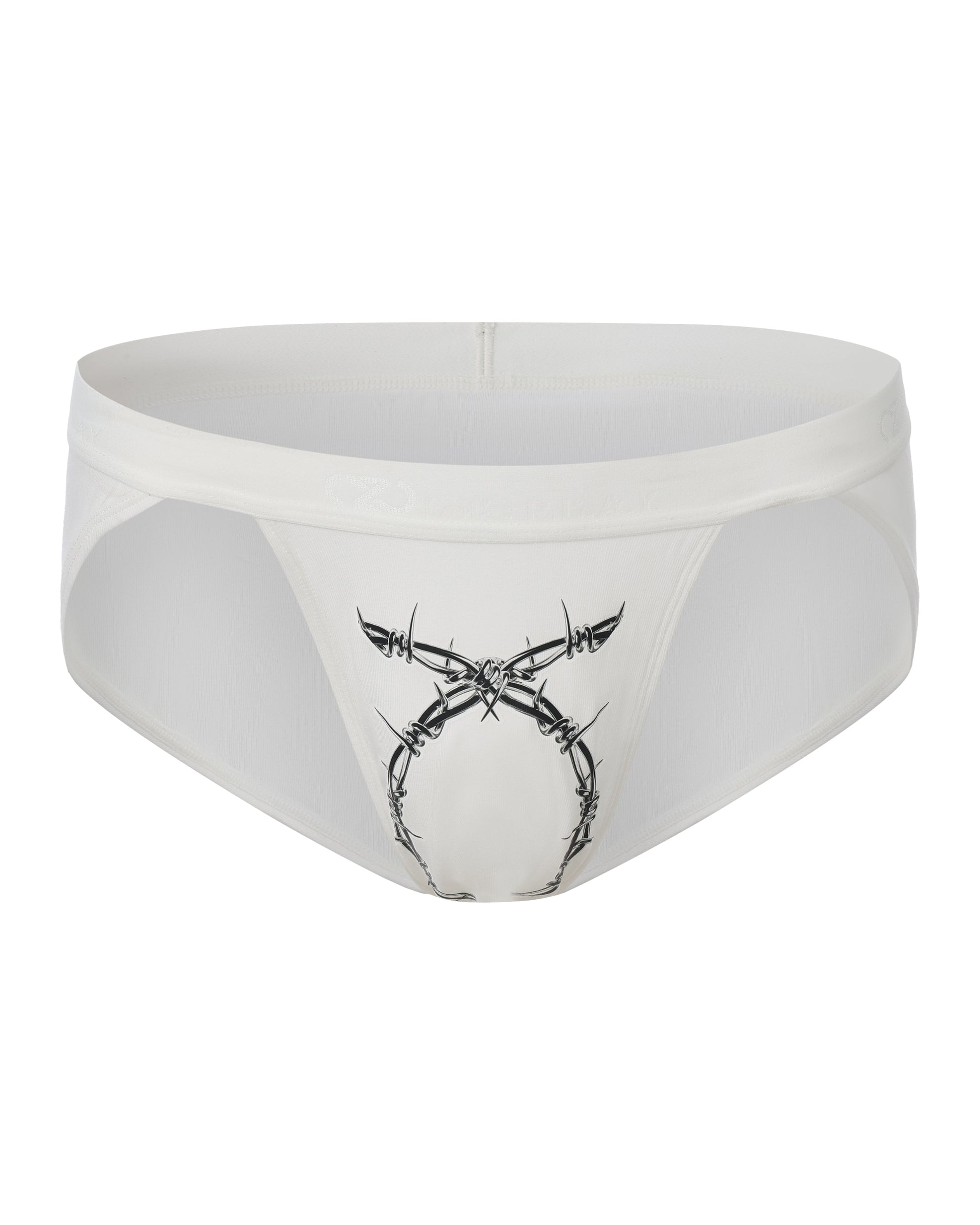 BSZN Thorn Print High-Cut Brief, in white, front product view
