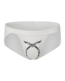BSZN Thorn Print High-Cut Brief, in white, front product view