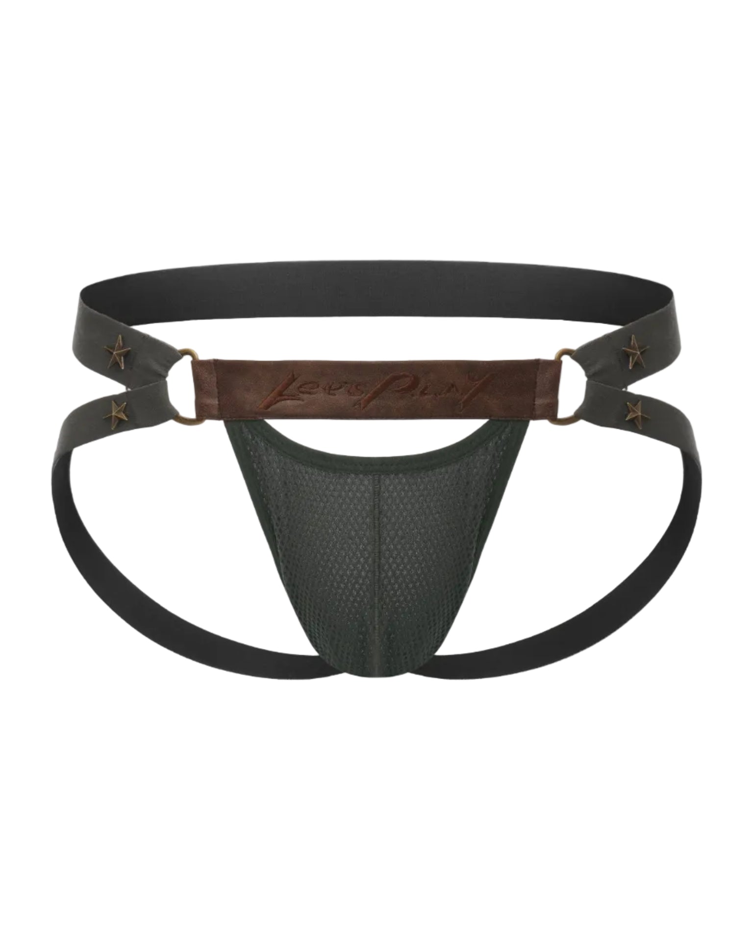 Star Hardware Double-Strap Jockstrap with aged star hardware