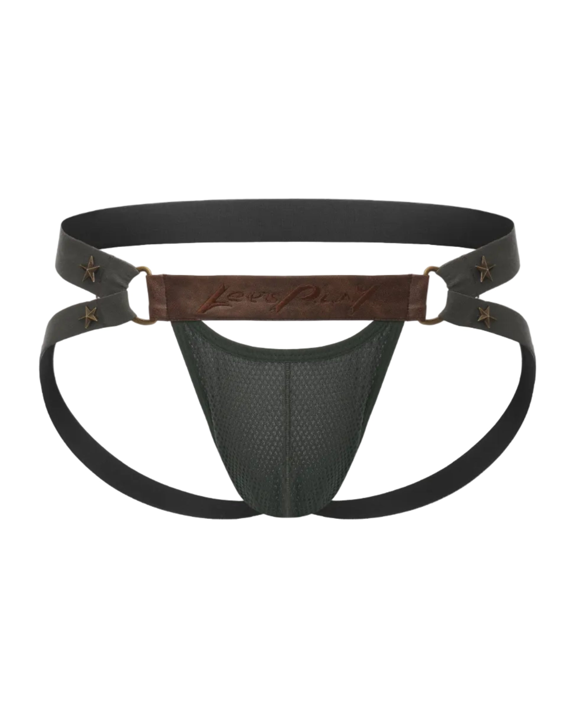 Star Hardware Double-Strap Jockstrap with aged star hardware