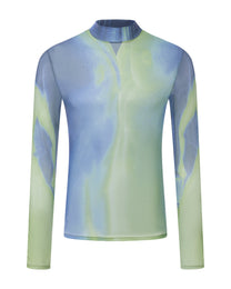 Body Print Sheer Mesh Long Sleeve Top - product view 1