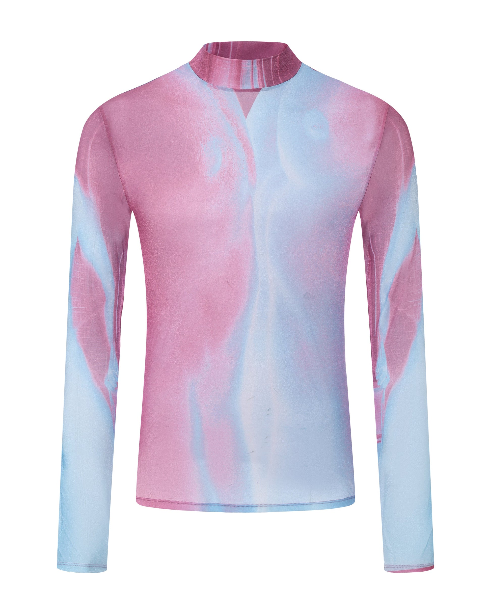 Body Print Sheer Mesh Long Sleeve Top - product view 2