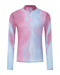 Body Print Sheer Mesh Long Sleeve Top - product view 2