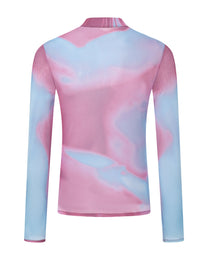 Body Print Sheer Mesh Long Sleeve Top - product view 3