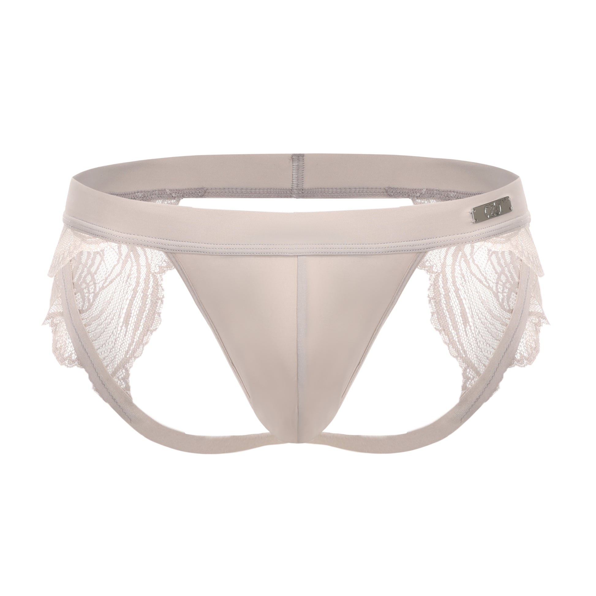 BSZN Scalloped Lace Jockstrap in white, front product view