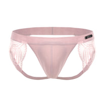 BSZN Scalloped Lace Jockstrap in pink, front product view