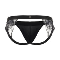 BSZN Scalloped Lace Jockstrap in black, front product view