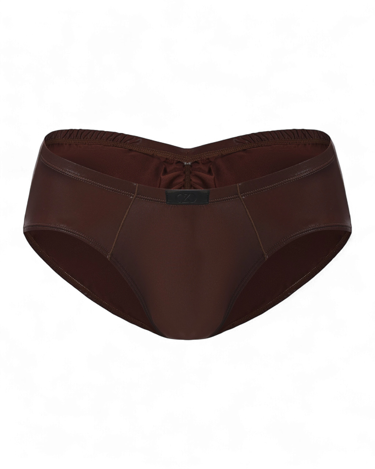 BSZN Liquid Skin Ruched-Back Brief in brown, product front view